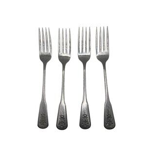 Oneida Silver Village Stainless Dinner Forks Set Of 4 Deluxe Burnish Hdl Black A